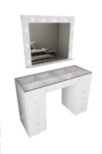DF02115B Pera Camlı Aynalı Spot Işıklı Makyaj Masası 120 Cm Çekmeceli, Bölmeli, Yatak Odası Düzenleyici - Görsel 4