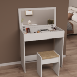 DF02113 Diana Puflu Kapaklı Aynalı Bölmeli Makyaj Masası