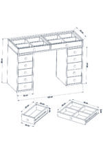 DF02116B Arel Üstü Camlı 12 Çekmeceli Makyaj Masası, Bölmeli Üst Çekmeceli Geniş Depolama Alanı - Görsel 7