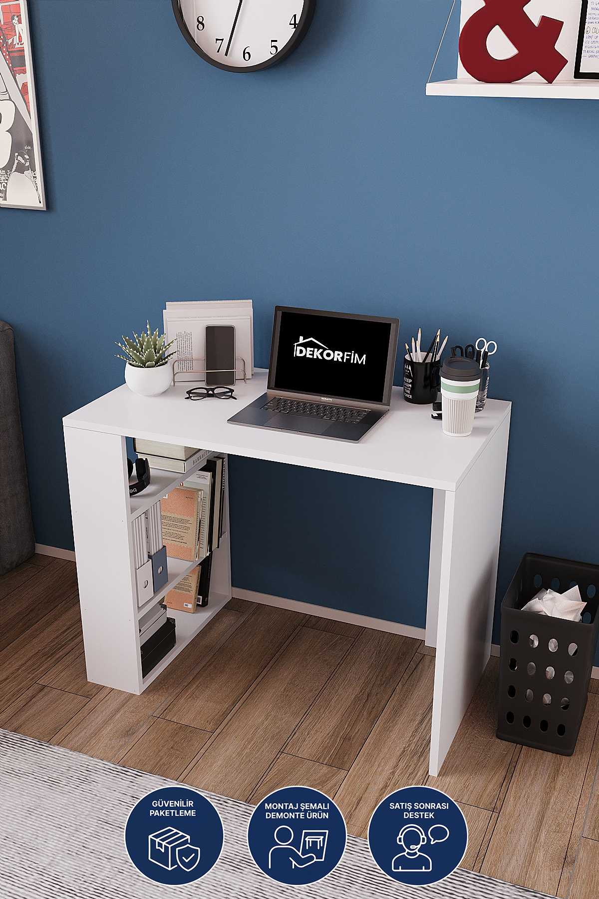 b1 DF09102 Legolas Raflı Kitaplıklı Çalışma Masası - Görsel 1