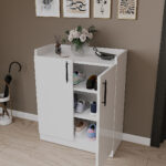 DF08104 Nilüfer Ayarlanabilir Raflı Beyaz Çok Amaçlı Dolap, 2 Kapaklı 3 Raflı Mutfak Kiler Dolabı