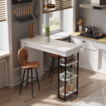 DF01103 Amsterdam Raflı Yüksek Bar Masası Mutfak Yemek Masası
