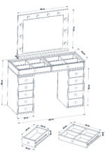 DF02115B Pera Camlı Aynalı Spot Işıklı Makyaj Masası 120 Cm Çekmeceli, Bölmeli, Yatak Odası Düzenleyici - Görsel 7