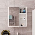 DF16102 Tek Kapaklı Aynalı Banyo Dolabı Lavabo Üstü Dolap Çok Amaçlı Banyo Dolabı